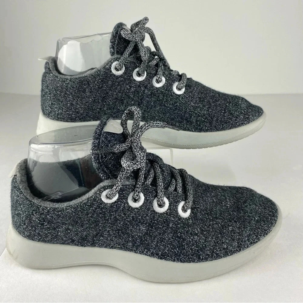 Allbirds Womens 7 Dark Gray Merino Wool Runner Lace Up Athletic Casual Shoes